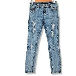 Boom Boom Jeans Juniors Acid Wash Distressed Skinny Jeans Size 9